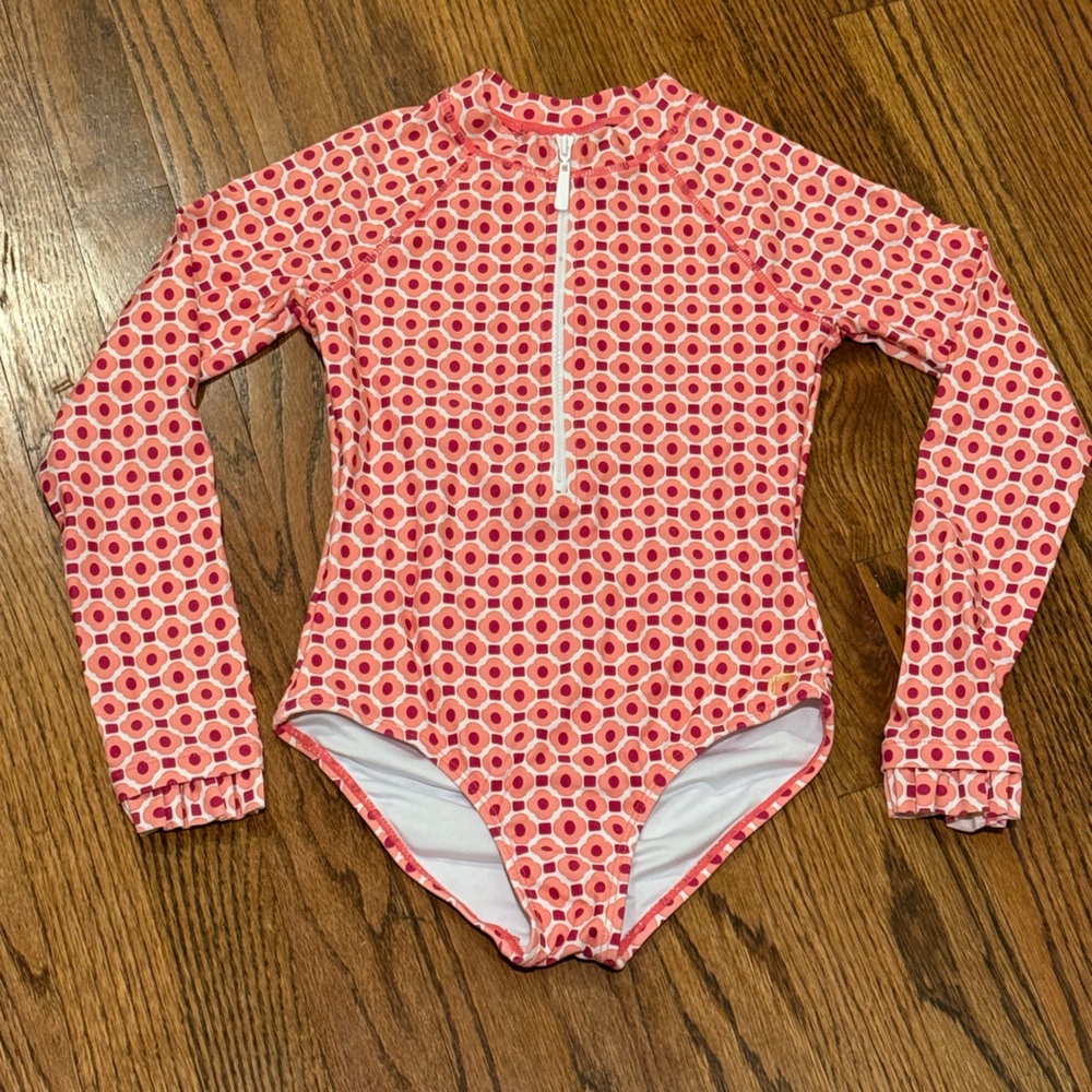 Cabana Life Girls Swim Long Sleeve Rash Guard - Coral